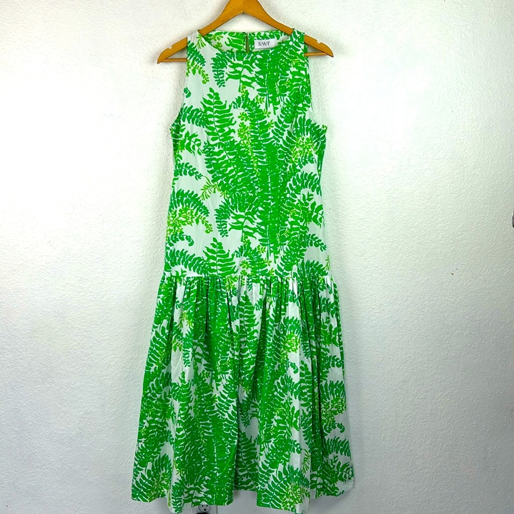 S/W/F Palm leaf sleeveless dress small